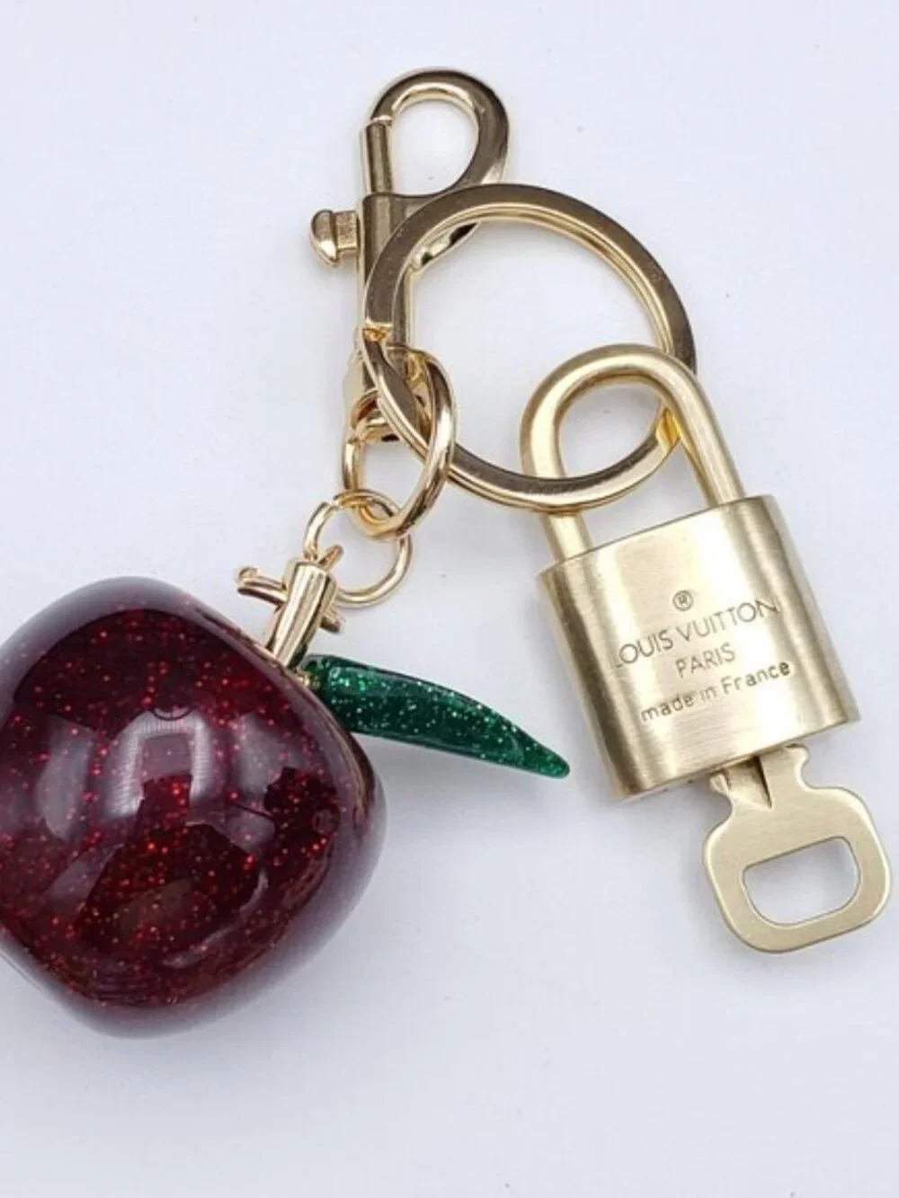 Louis Vuitton Gold Padlock 🔑 Authentic LV Unbranded Apple Keychain Bag Charm
